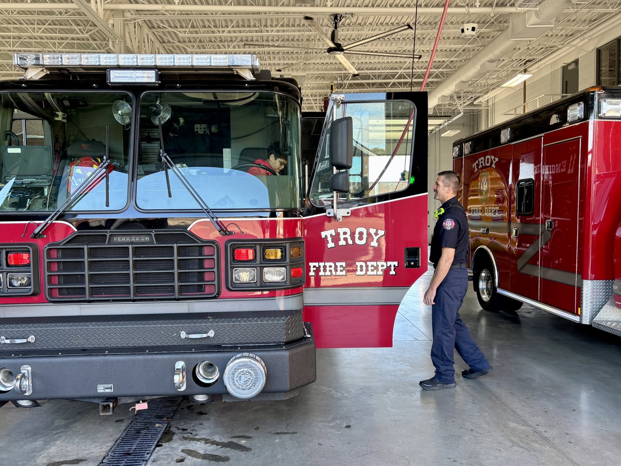 Student in Fire Truck